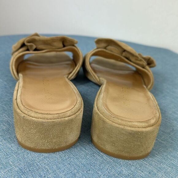 STUART WEITZMAN Suede Beige Bow Accents Mule Sandals Slides Size 7 M - Picture 4 of 11